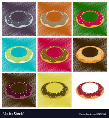 Assembly flat shading style icons donut vector image