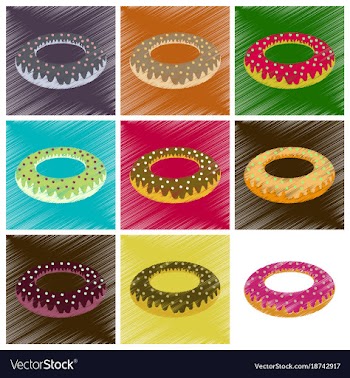 Assembly flat shading style icons donut vector image