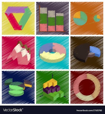 Assembly flat shading style icons economic graphs vector image