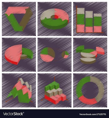 Assembly flat shading style icons economic graphs vector image