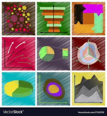 Assembly flat shading style icons economic graphs vector image