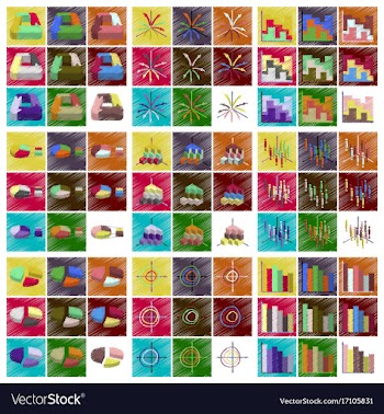 Assembly flat shading style icons economic graphs vector image