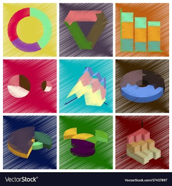 Assembly flat shading style icons economic graphs vector image
