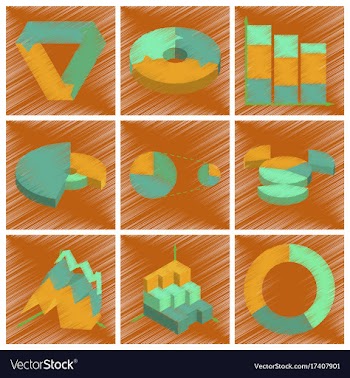 Assembly flat shading style icons economic graphs vector image
