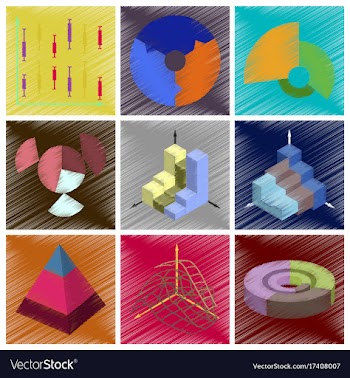 Assembly flat shading style icons economic graphs vector image