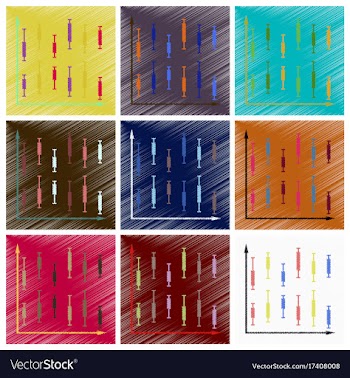 Assembly flat shading style icons economic graphs vector image