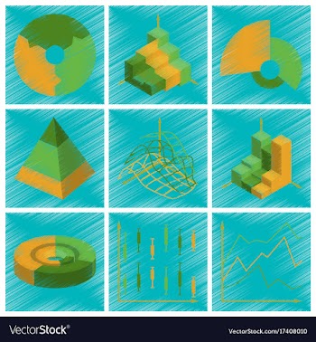 Assembly flat shading style icons economic graphs vector image
