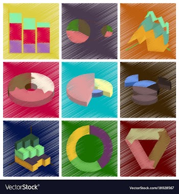 Assembly flat shading style icons economic graphs vector image