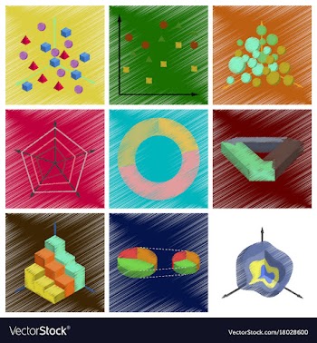 Assembly flat shading style icons economic graphs vector image