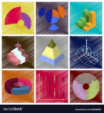 Assembly flat shading style icons economic graphs vector image