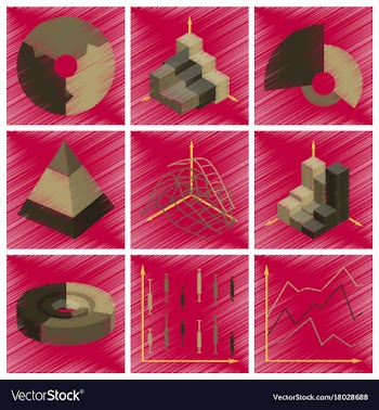 Assembly flat shading style icons economic graphs vector image