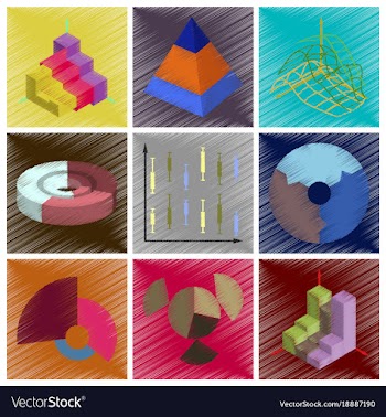 Assembly flat shading style icons economic graphs vector image