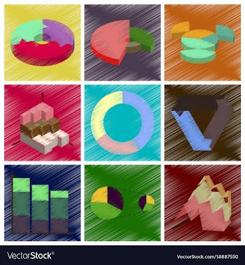 Assembly flat shading style icons economic graphs vector image