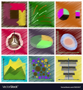Assembly flat shading style icons economic graphs vector image