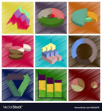 Assembly flat shading style icons economic graphs vector image