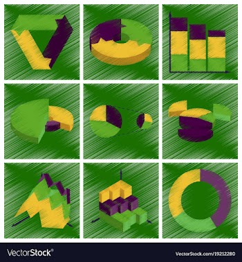 Assembly flat shading style icons economic graphs vector image