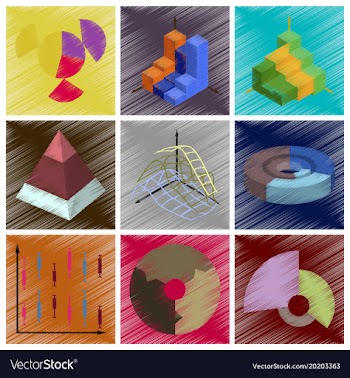 Assembly flat shading style icons economic graphs vector image