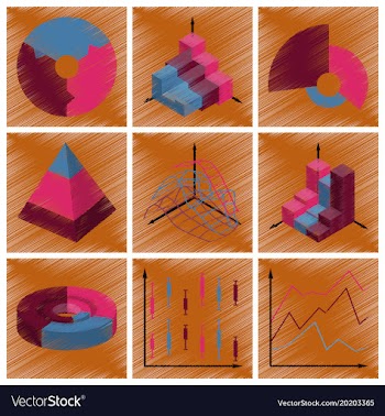 Assembly flat shading style icons economic graphs vector image