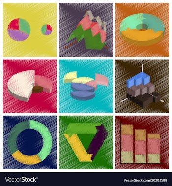 Assembly flat shading style icons economic graphs vector image