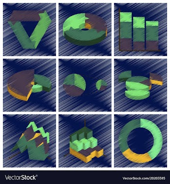Assembly flat shading style icons economic graphs vector image