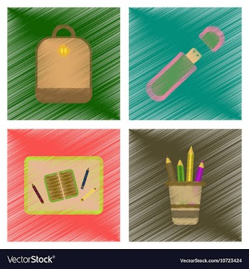 Assembly flat shading style icons education school vector image