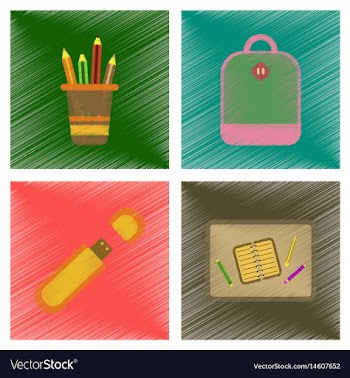 Assembly flat shading style icons education school vector image