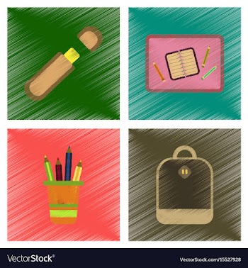 Assembly flat shading style icons education school vector image