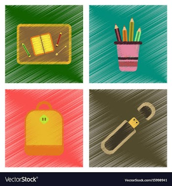Assembly flat shading style icons education school vector image