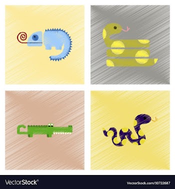Assembly flat shading style icons exotic wild vector image