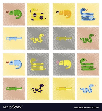 Assembly flat shading style icons exotic wild vector image