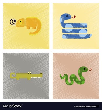 Assembly flat shading style icons exotic wild vector image