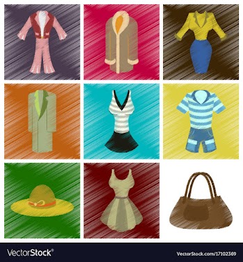 Assembly flat shading style icons fashion clothes vector image