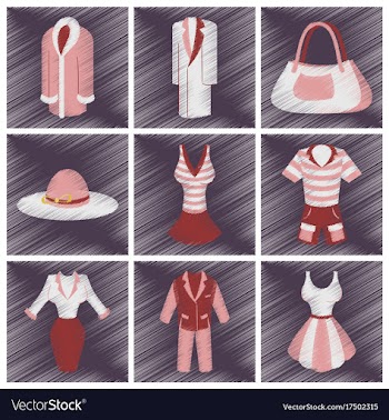 Assembly flat shading style icons fashion clothes vector image