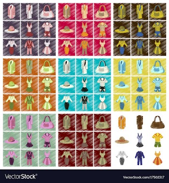 Assembly flat shading style icons fashion clothes vector image