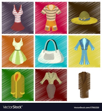 Assembly flat shading style icons fashion clothes vector image