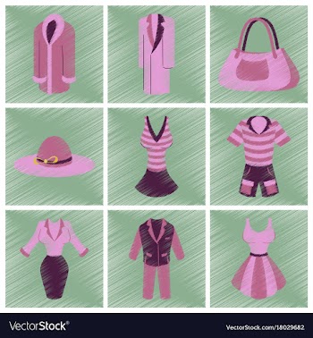 Assembly flat shading style icons fashion clothes vector image