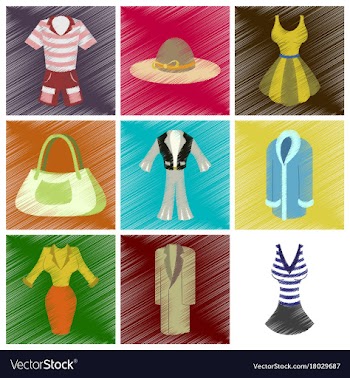Assembly flat shading style icons fashion clothes vector image