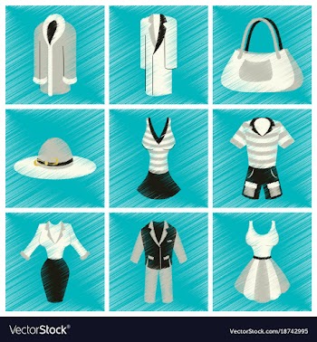 Assembly flat shading style icons fashion clothes vector image