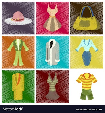 Assembly flat shading style icons fashion clothes vector image