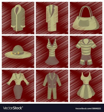 Assembly flat shading style icons fashion clothes vector image