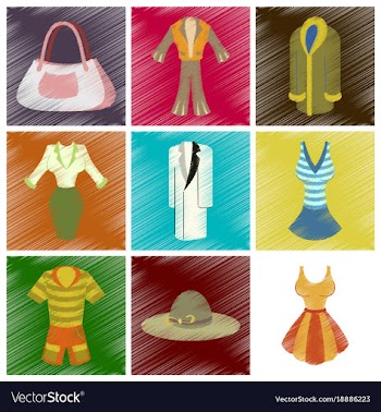 Assembly flat shading style icons fashion clothes vector image