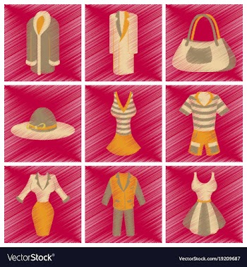 Assembly flat shading style icons fashion clothes vector image