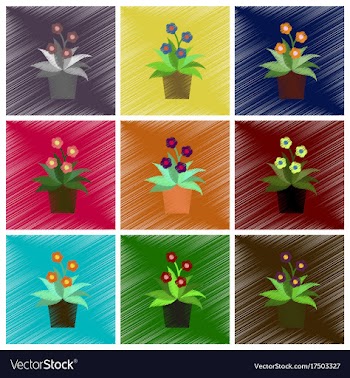 Assembly flat shading style icons ficus vector image