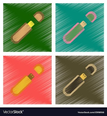 Assembly flat shading style icons flash drive vector image