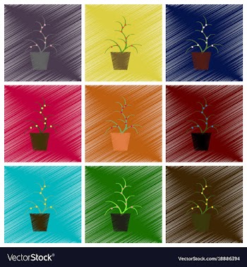 Assembly flat shading style icons flower in pot vector image