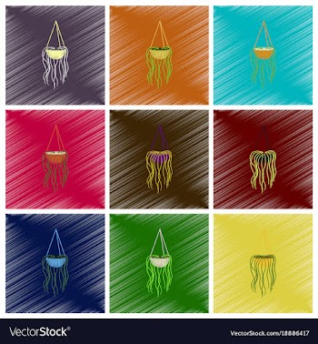 Assembly flat shading style icons flower pot vector image