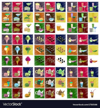 Assembly flat shading style icons food vector image
