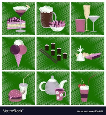 Assembly flat shading style icons food vector image