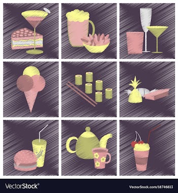Assembly flat shading style icons food vector image