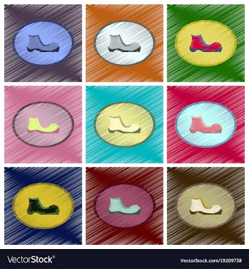 Assembly flat shading style icons footwear shoe vector image